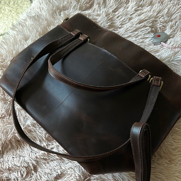 Structured Brown Leather Work Tote 👜 - Picture 1 of 9